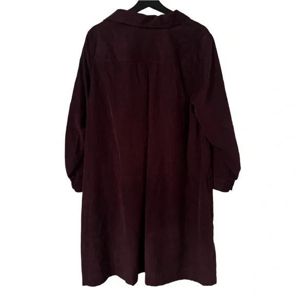 J. Jill | Petite Plum Corduroy Long Sleeve Shirtdress with Pockets - Picture 4 of 8